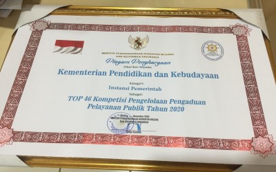 Kemendikbud Masuk Top 46 Pengelolaan Pengaduan Pelayanan Publik 2020